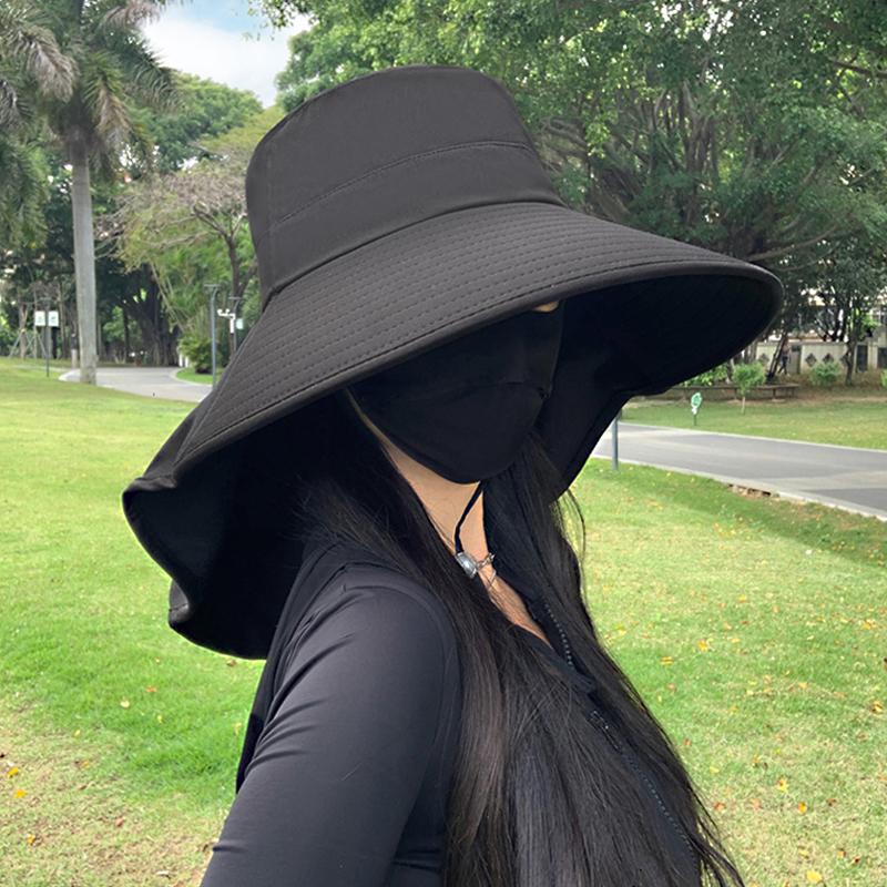Shawl Sunscreen Cap Ponytail Travel Fisherman Hat Wide Brim Sun Hat With Neck Flap Outdoor Uv Anti Neck Protection Sun Visors