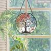 2D Flat Stained Glass Tree of Life Window Decoration, 6.3/7.87inches Colored Glass Plate with Chain, Charming Indoor/Outdoor Sun Catcher Home Garden