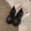 Platform popular loafers women's spring 2025 new super high heel belt buckle British style ins small leather shoes