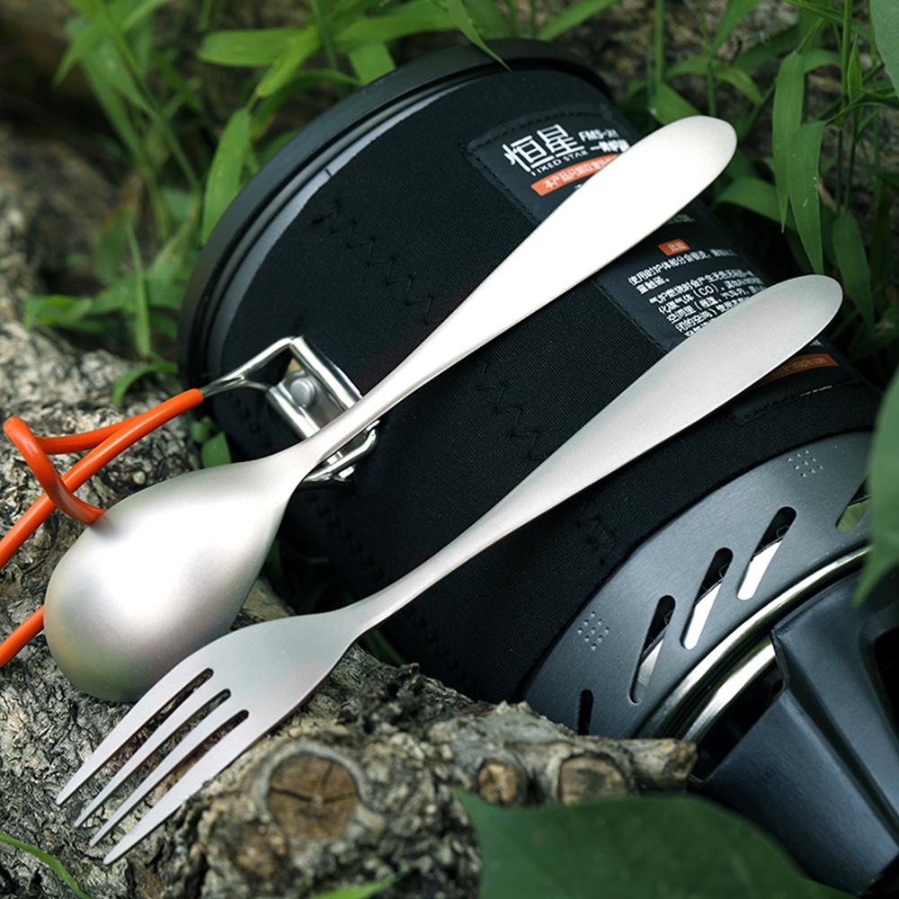 

Lixada Lightweight Titanium Dinner Fork and Spoon Flatware Cutlery Set for Outdoor Camping Hiking Backpacking Picnic dinner fork