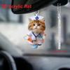 Playful Cartoon Feline Nurse Car Decoration Acrylic Hanging Charm With Sturdy Rope For Christmas Tree And Door Decoratio
