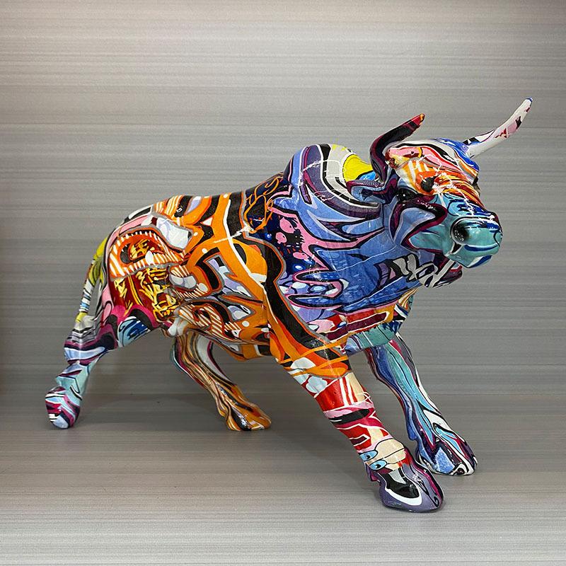 Nordic Creative Nordic Creativity Wall Street Resin Bull Figurine Cattle OX Statue Home Decorations Bull Art Desktop Decor Sculp