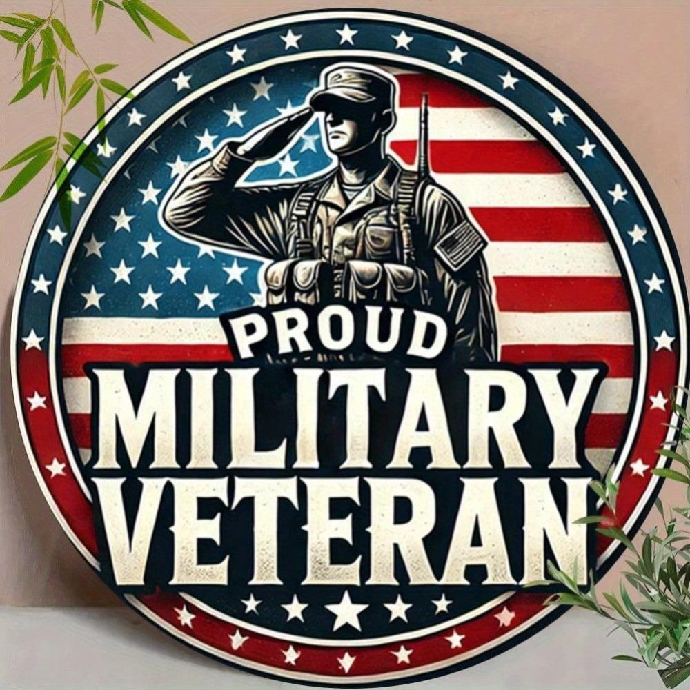 Vintage Military Metal Wall Art Patriotic Soldier Flag Iron Plaque Home Decor