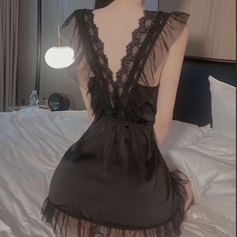 

Pure desire lace pajamas women s sexy fun summer thin mesh suspender pajamas high-end mood loungewear L size [suitable for within 55kg-65kg]