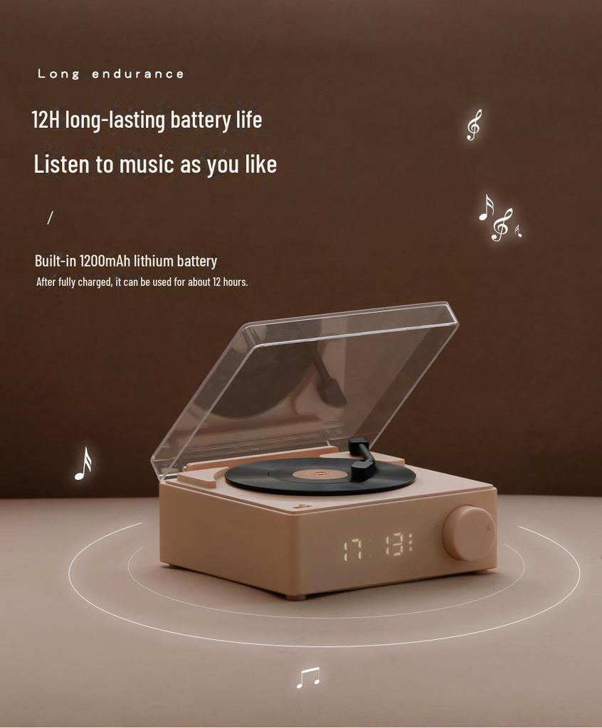 Kreativer Atomic Schallplattenspieler mit Bluetooth: Multifunktions-Wecker, Lautsprecher, Audio-Karte, Intelligentes Drahtloses Desktop-Gerät