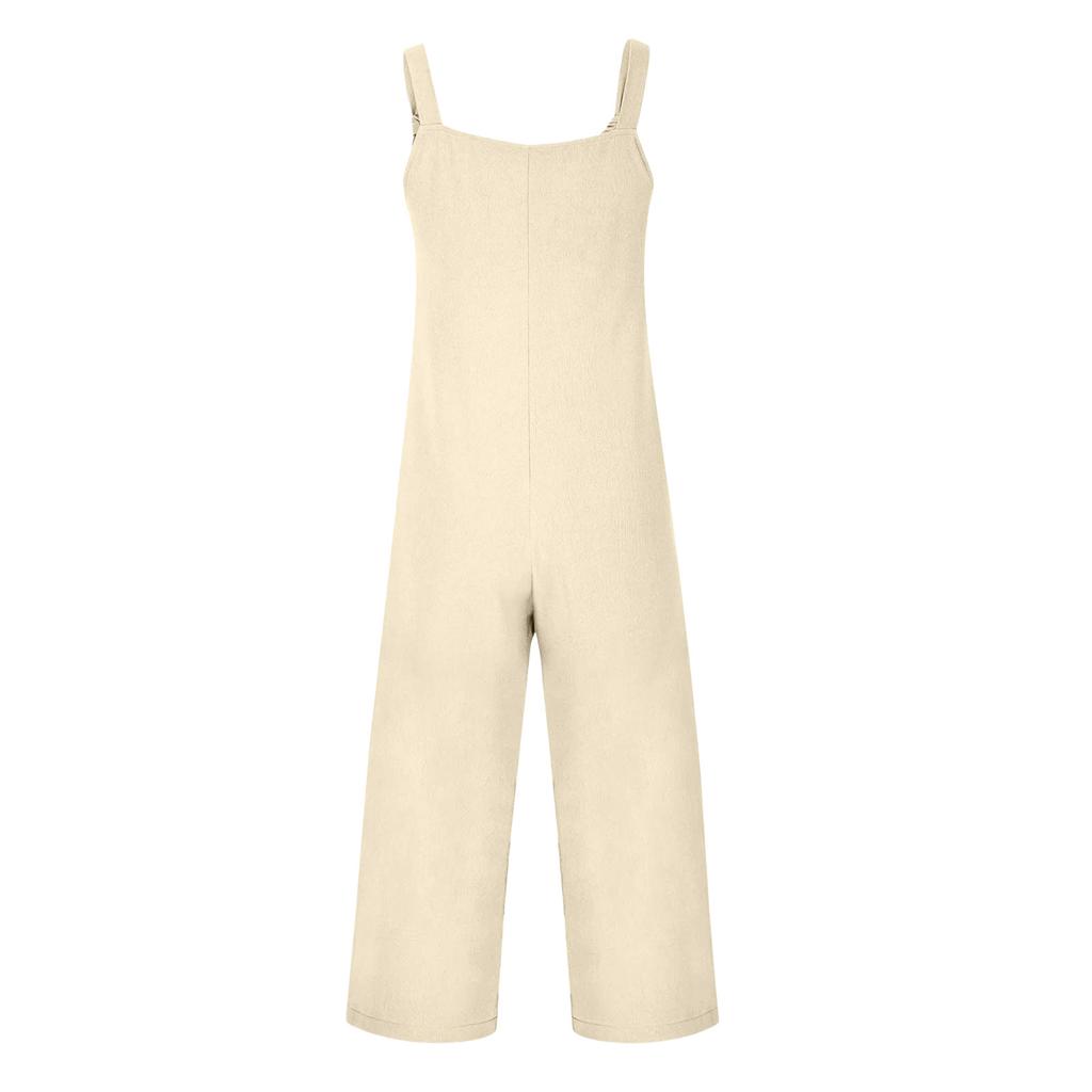 Women's Fashion Cotton And Linen Strappy Jumpsuit/Overalls