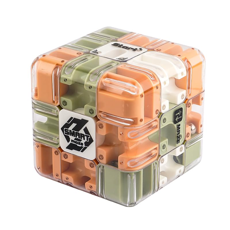 

HIUME Rollerball Maze Magic Cube Double Play Educational Toy for Children Ages 3 and Up 3D Puzzle Spatial Awareness Logical Thinking Brain Training