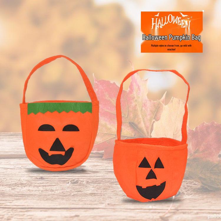 Children's 3D Halloween Pumpkin Candy Bag - Non-woven Handheld Gift & Costume Accessory