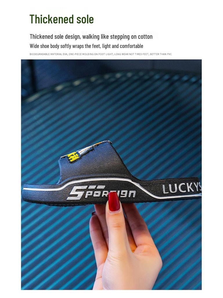 Boys' Summer Cartoon Non-Slip Slippers for Bathing and Home Use