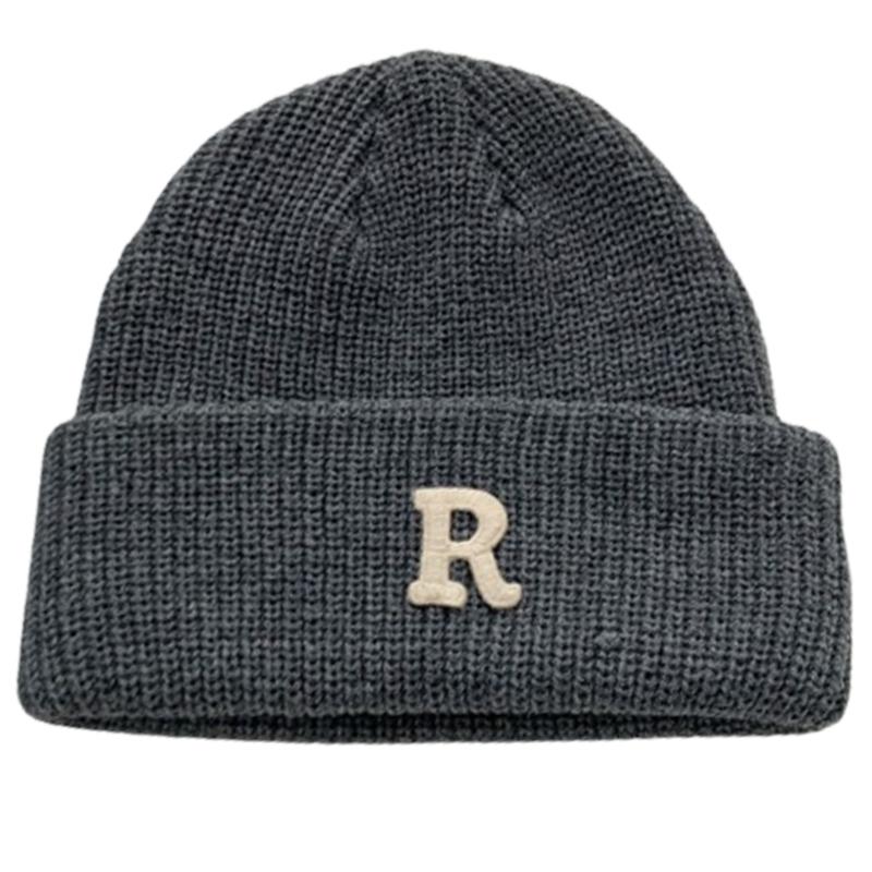 

Popular Letter Beanie Hat for Female Y2K Girl Winter Autumn Thick Crochet Hat Soft Breathable Women Casual Skull Cap сірий колір