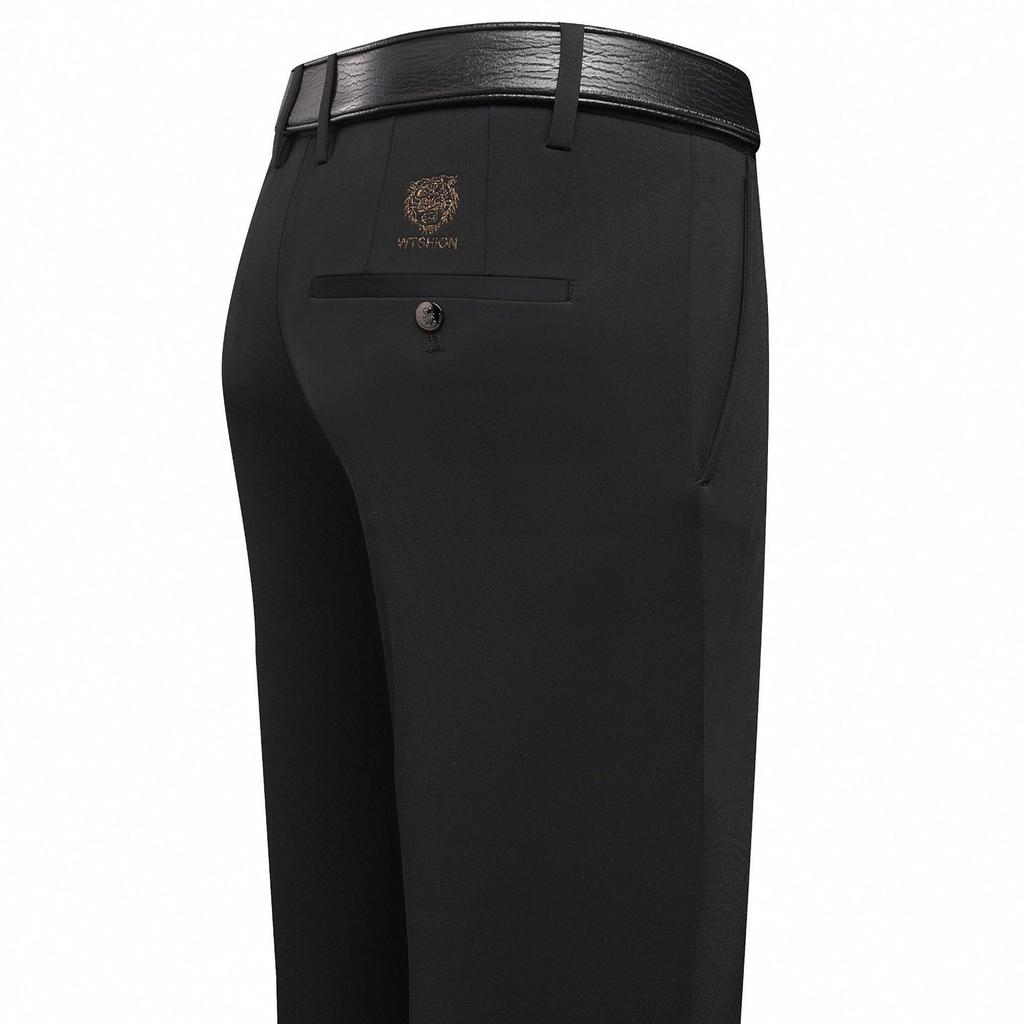 Men's Tiger Head Embroidery Autumn Straight-Leg Stretch Pants - Wrinkle-Resistant Casual Trousers