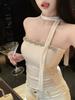 #Summer new pure desire wind heavy industry drill chain belt scarf tube top vest slim one-piece with chest pad