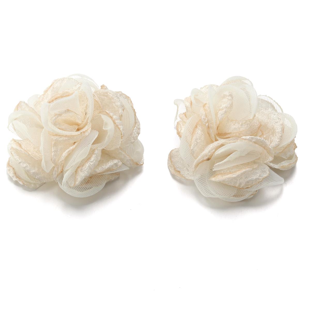 

2pcs 5.5cm Chiffon Fabric Flowers Colorful Burnt Edge Artificial Flowers For Wedding Party DIY Handmade Clothing Headwear Decor бежевый