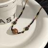 Fair Island Style Ethnic Style Coffee Color Beaded Necklace Minimalist Style Women'S Niche Retro Collarbone Chain