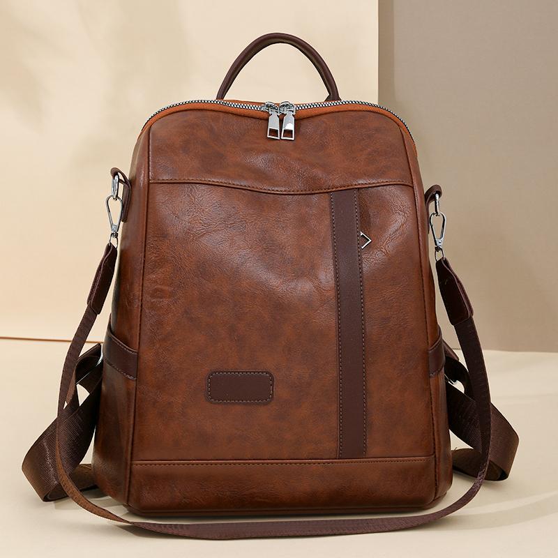 Weicher Lederrucksack Damen Große Kapazität Preppy Rucksack Verschleißfest Leichte Reisetasche