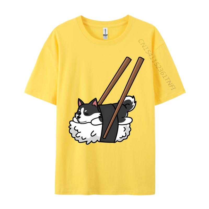 Comics Tees Cotton Men T Shirts Funny Sushi Siberian Husky Tshirt Vintage Tshirt Fashion T Shirt Men