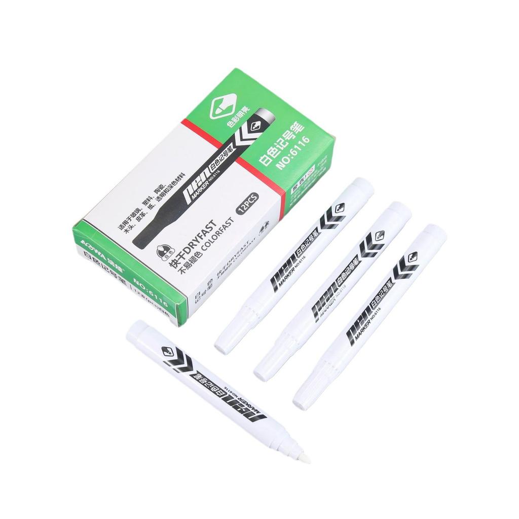 White Bold-Tip Oil-Based Marker for Office and Notebook Use
