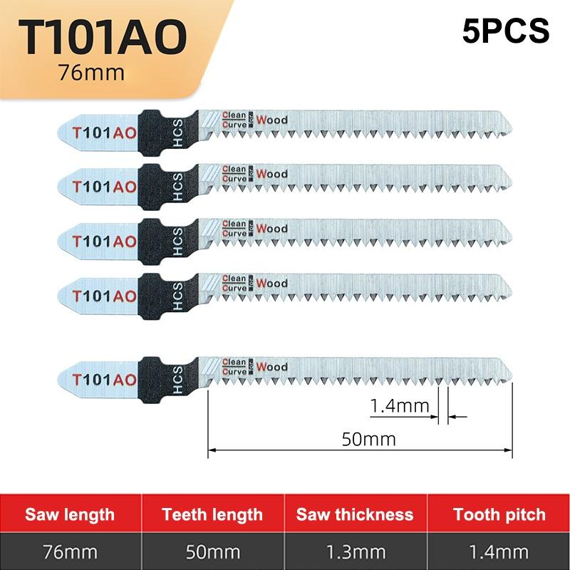 

5Pcs T101AOL T101AO Jig Saw Blades Set 20 Tpi, T-Shank, For Precision Cutting And Clean Wood Edges Jig Saw Blades