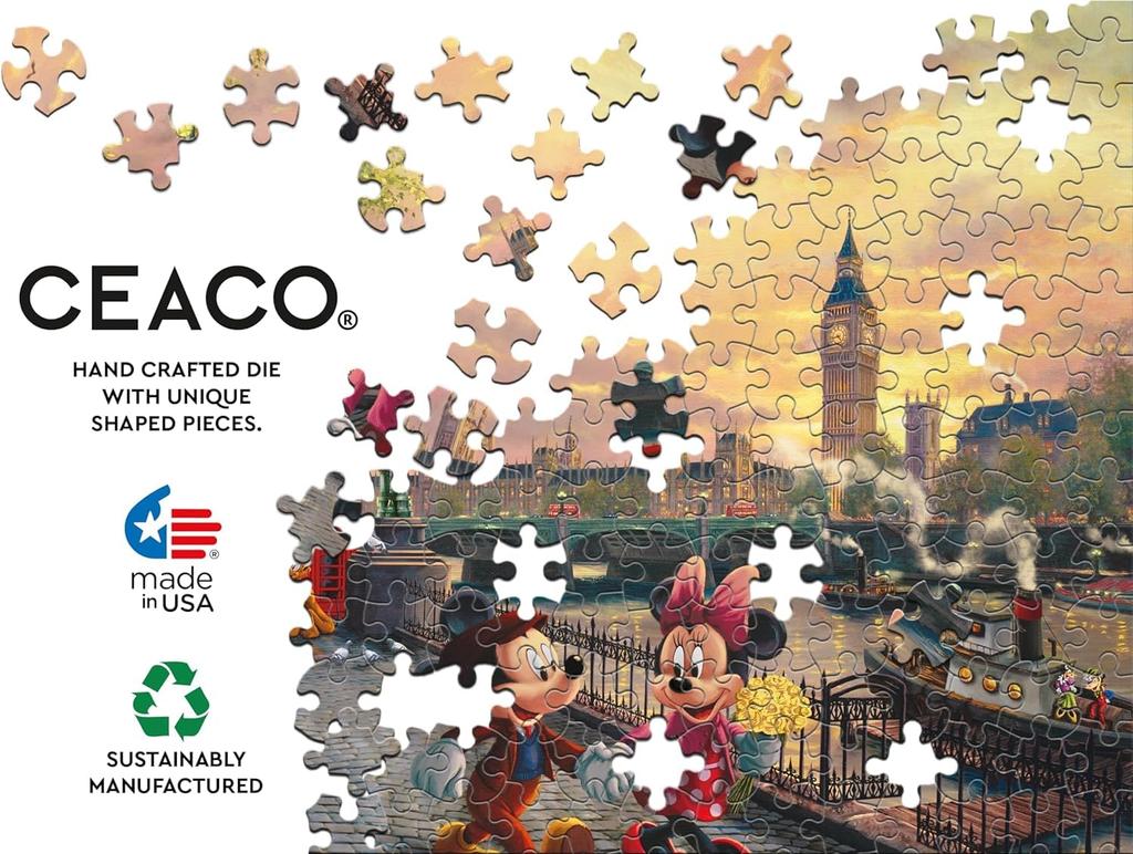 Ceaco - Thomas Kinkade - Disney - Mickey & Minnie in London - 1000 Piece Jigsaw Puzzle