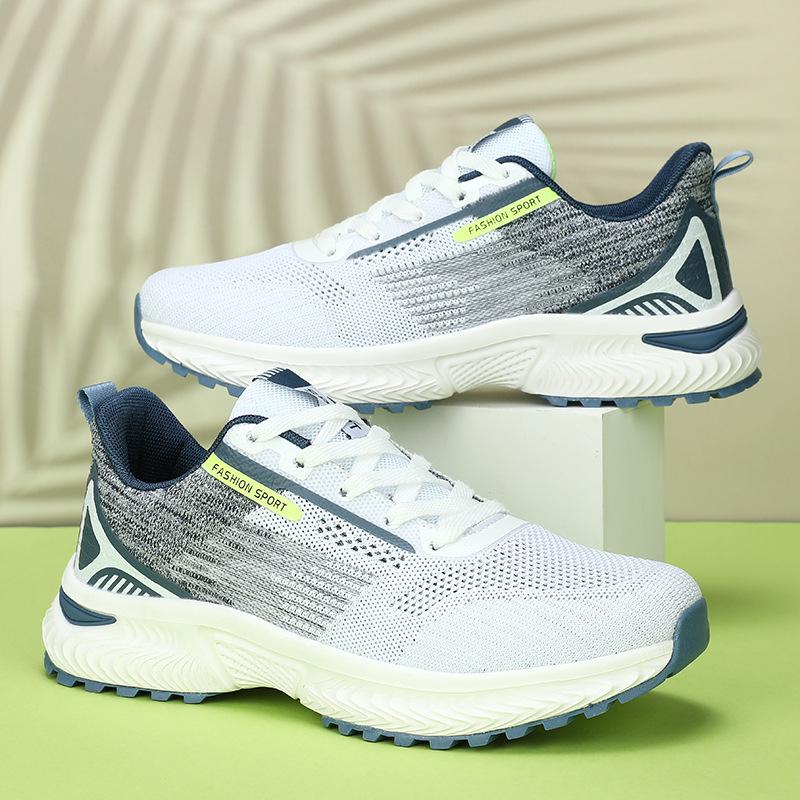 Foreign trade cattle and goods flying woven mesh breathable casual sports shoes men's lightweight soft-soled deodorant running shoes spring and autum