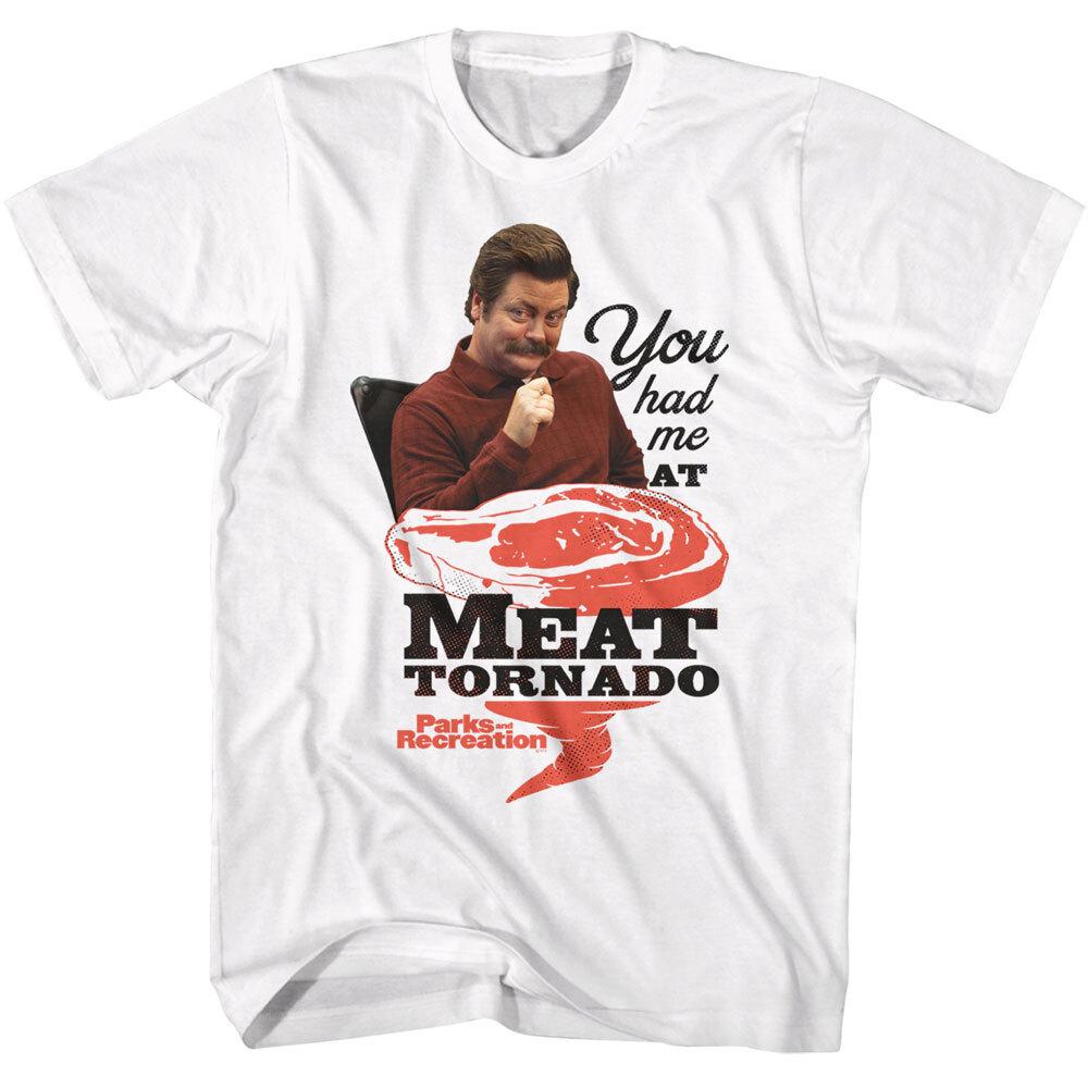 Parks and Recreation Ron Swanson You Had Me At Meat Tornado Men T Shirt XXXL