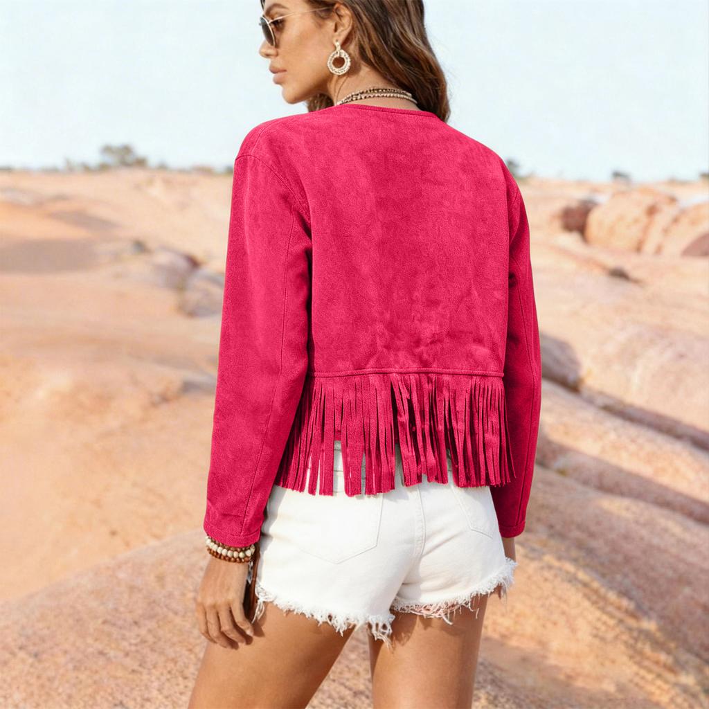 Fashionable Women's Tassel Vest, Faux Suede Sleeveless Jacket, Coat.