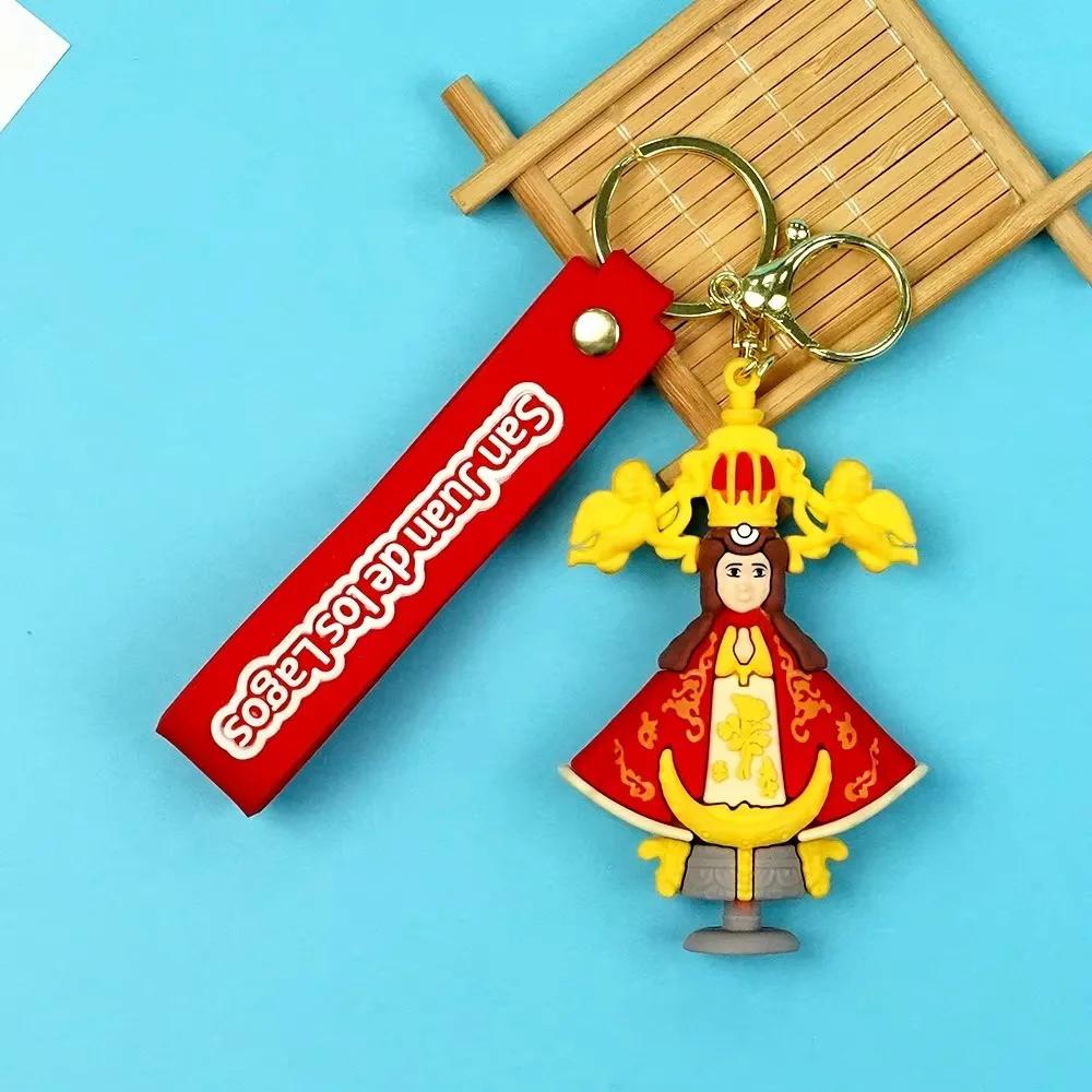 New Cute Doll Jesus Keyring Virgin Mary Matryoshka Doll Car Key Chain Silicone Jesus Doll Keyring Holiday Gifts