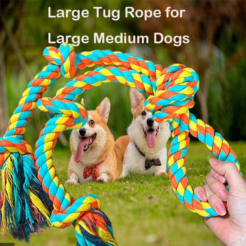 Extra Large Dog Tug of War Rope Toy for Aggressive Chewers Medium Large Breed Giant Chew Rope Puppy Teething Toys Indestructible Tug Rope Durable