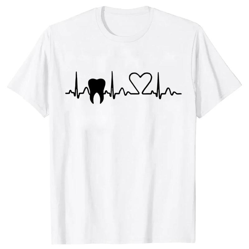 Heartbeat Dentist Dental Assistant T ShirtUnisex Style Shirts for Women Men Clothing Casual T-shirts Harajuku Graphic T Shirts