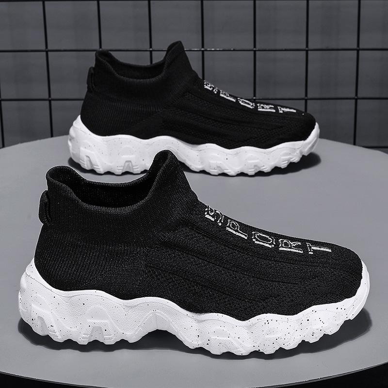 

Large size breathable fly-woven couple casual shoes soft sole light one-pedal walking shoes net shoes men s and women s sports shoes 46