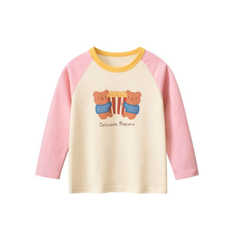 Children's Clothing Round-Neck T-Shirt, New Spring Model for Small and Medium-Sized Children, Pure Cotton Printed Base Shirt, Trendy Baby Girl Clothes