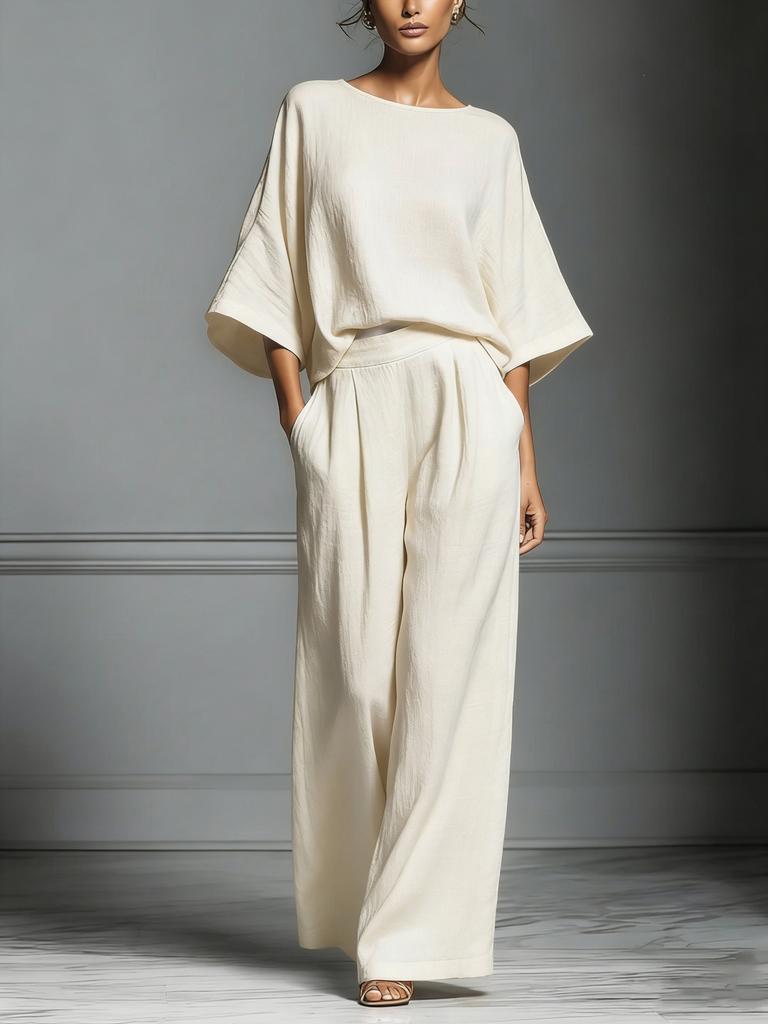 Spring and summer European and American foreign trade new women's clothing fashionable and elegant horn sleeve linen suit