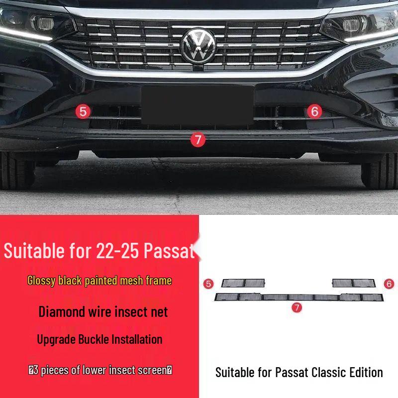 23-25 Volkswagen Passat Front Middle Grille Insect Net Buckle – Anti-Willow Catkins and Modified Radiator Protection