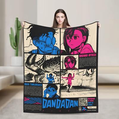 MOMO  OKARUN Dandadan Blankets  Travel Office Flannel Throw Blanket For Outdoor Soft Warm Design Quality Bedspread Gift Idea