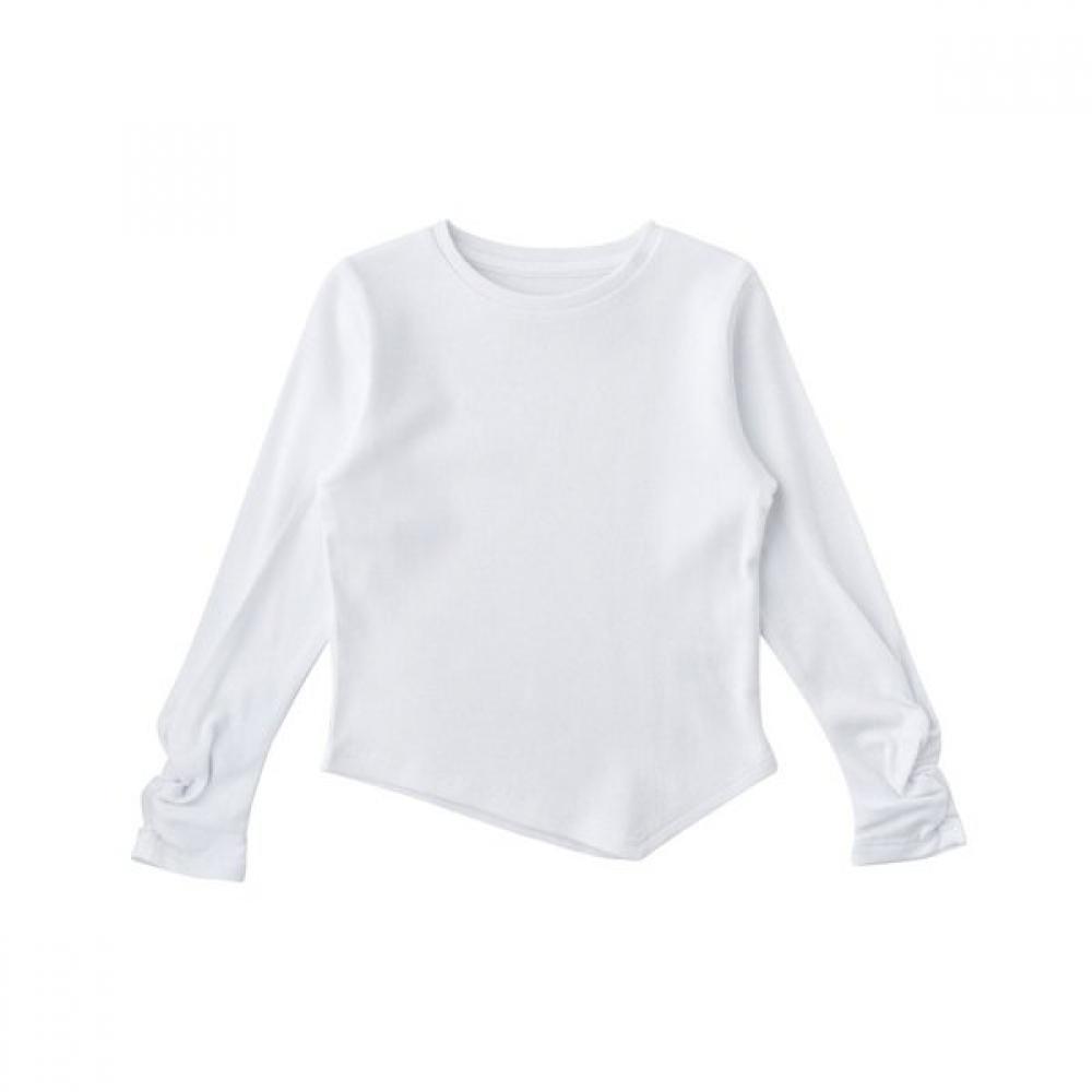 LiTTle Ground Unbalance Shirring T shirT  76114 330 06 WHITE/155