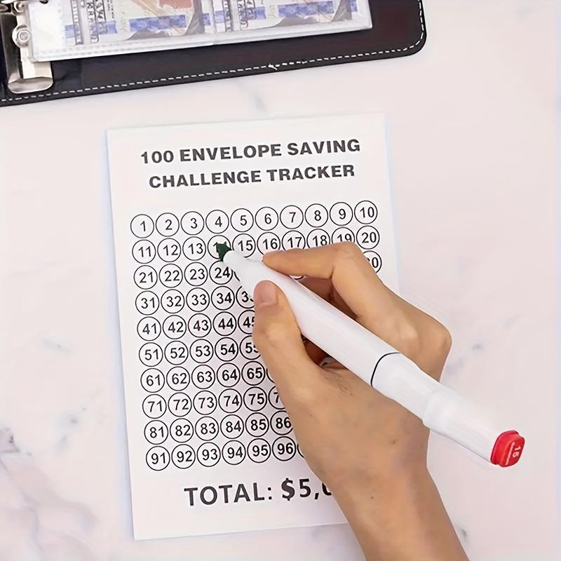 100 Envelopes Money Saving Challenge A5 Binder Inserts for A5 6-Ring Printed 1-100 Cash Stuffing Money Pouches Clear Sleeves