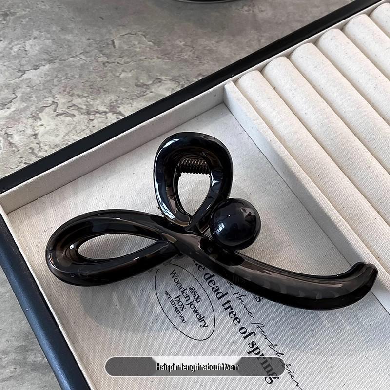 Elegant 2024 Coffee Pearl Shark Hair Clip for Women – Large Volume Summer Claw Accessory