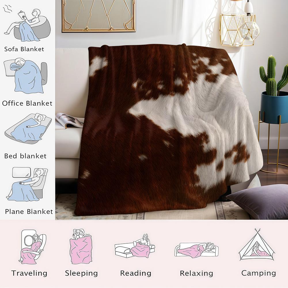Kakao Rindslederfleck Flanelldecke Warm Weich Halloween Weihnachten Sofa Warm Gemütlich Dekorative Dekoration Geschenk für Alle Jahreszeiten