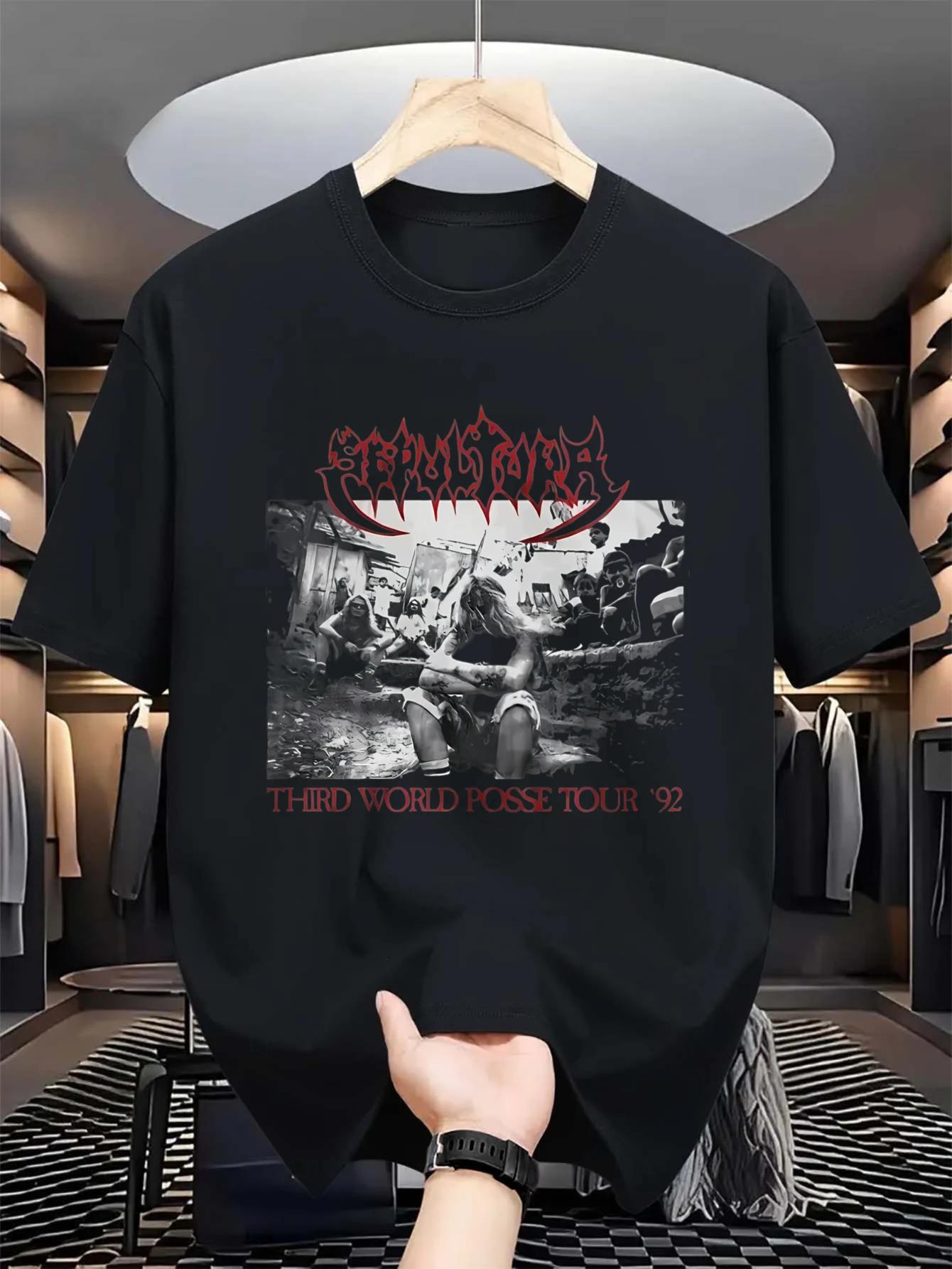 

Sepultura Third World Gang 92 Ретро Футболка - Дизайн Обложки 1992 Логотип Бразильский Стиль Концертная, Для Спортзала и Повседневная Футболка -... S
