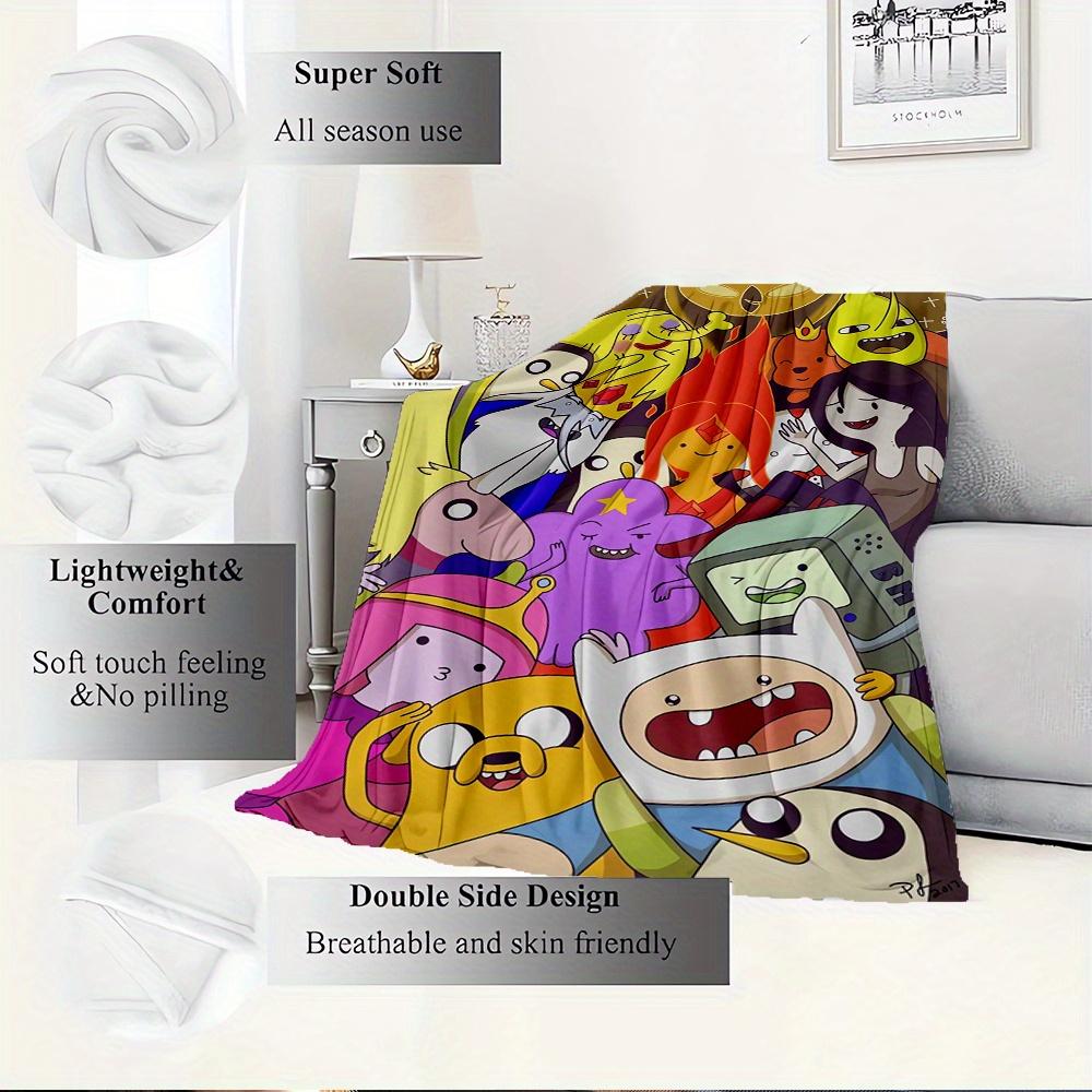 1pc Flannel Throw Blanket, Adventure Time,Cartoon Characters,FriendshipPattern Printed Blanket, Warm Cozy Soft Blanket For Couch Bed Sofa Ca