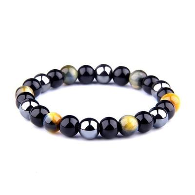 Pulsera de obsidiana hematites - 10 6mm - Piedra natural - Protección salud - Hombre