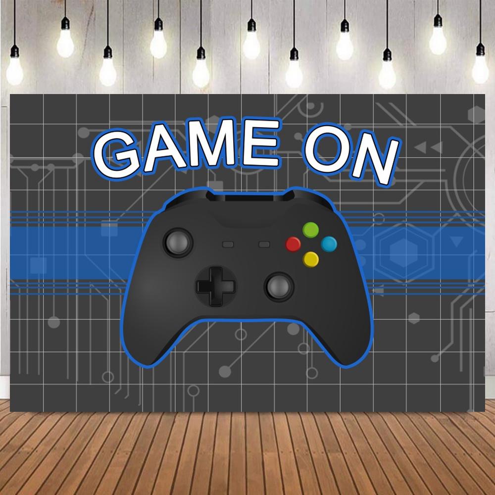Kids Birthday Party Decor Photography Background Game On Theme Video Gamer Neon Green Gaming Next Level Up Backdrop Props31