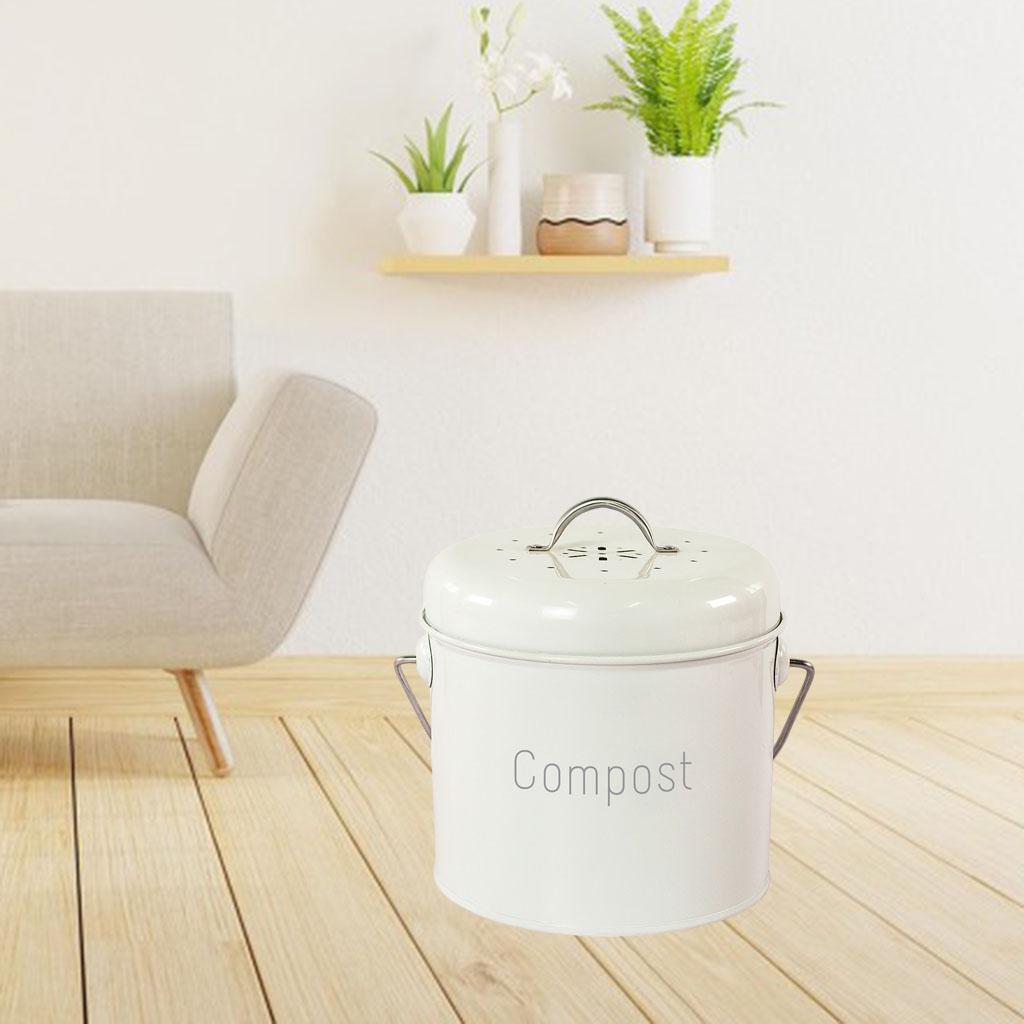 Metal Kitchen Compost Bin Kitchen Countertop Kitchen Trash Can WIth Lid for Food Scrap Farmhouse Wastebasket