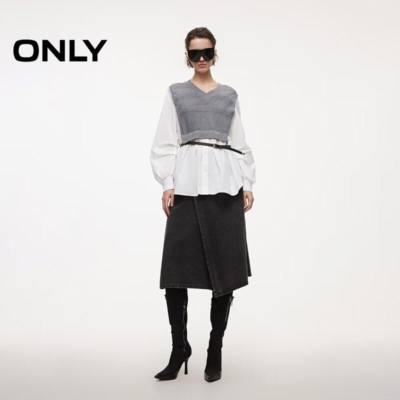 ONLY 2026 Spring Women's Faux Two-Piece Knit V-Neck Shirt