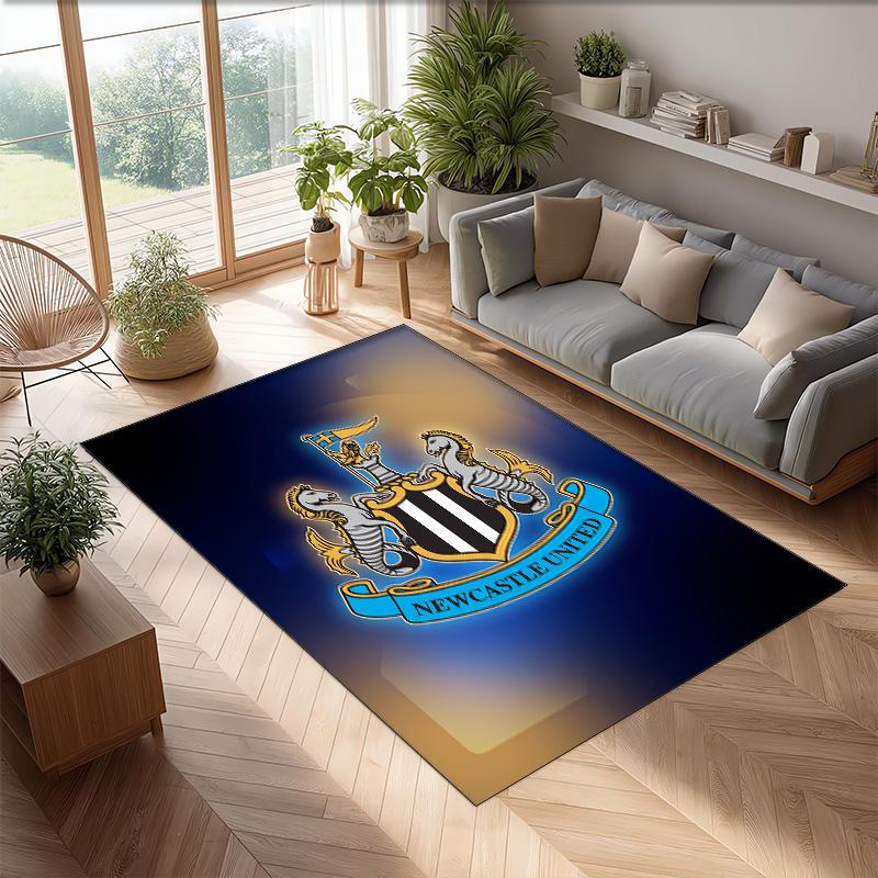 Tappeto in Velluto di Cristallo con Stampa di Calcio del Newcastle United, Comodo Assorbente d'Acqua Antiscivolo Tappeto per Pavimento Interno