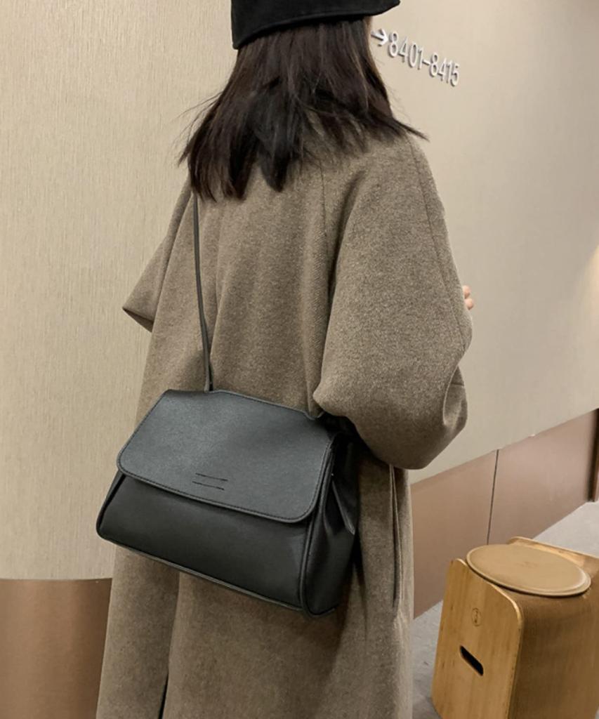 Women's Korean-inspired Shoulder Bag, Simple Square Design, Small Mini Shoulder Bag, Synthetic Leather (black)