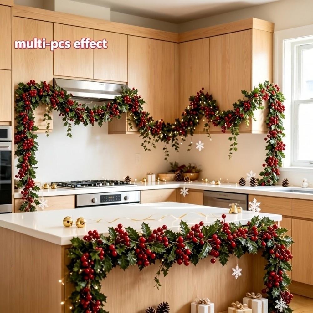 Ultra Long Artificial Holly Garland Vibrant Green Leaves Fake Ivy Garland Halloween
