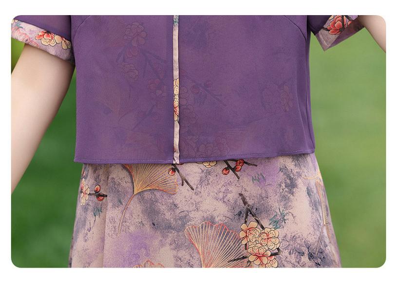 Rochie nouă de vară din șifon pentru femei de vârstă mijlocie 2025: Fustă elegantă midi cu mâneci scurte