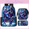 Conjunto de Mochila Infantil de Futebol Messi com Tecido Oxford Respirável para Crianças Escolares