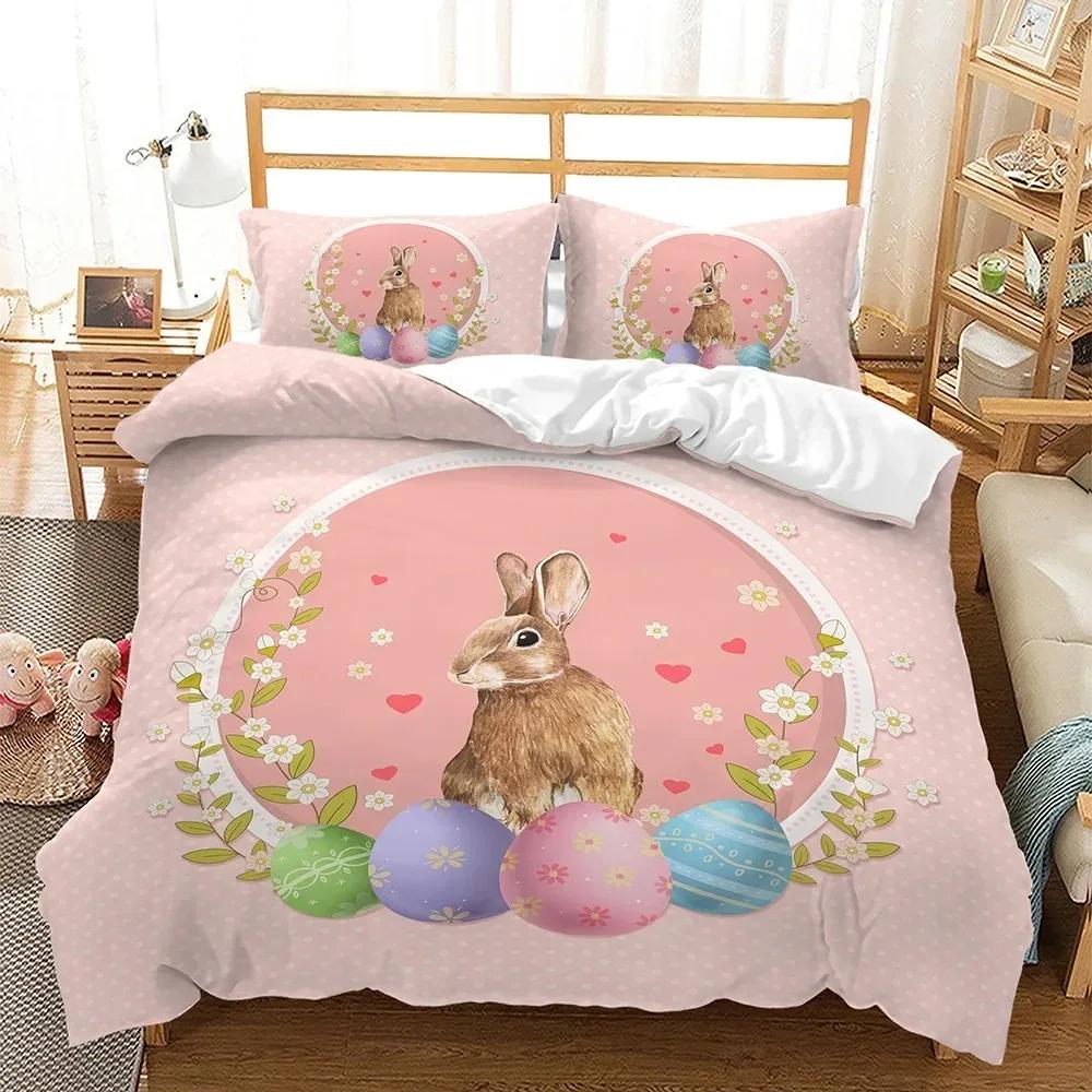 

Comforter Easter Kingqueen Size Colorful Easter Eggs Nest Bunnies Theme Bedding Set Kids Boys Girls Polyester Comforter (quilt)-EU Single(135*200cm)3pcs